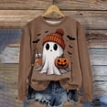thumbnail image 2 of mgoYE Halloween Tshirts Women Sweatshirts Halloween Ghost Sweatshirt Women - Halloween Graphic Crewneck Tops Casual Sweater(Brown,2XL), 2 of 2