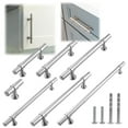 thumbnail image 1 of Modket M1611 Modern Euro Bar Cabinet Handle 304 Stainless Steel — 12" Overall Length, 10-1/8" (256mm) Hole Centers, Brushed Nickel— 5-Packs, 1 of 6