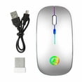 thumbnail image 1 of Souris Optique Sans Fil 2.4GHz USB Rechargeable RGB Sans Fil pour PC Portable (Argent), 1 of 1