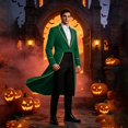 thumbnail image 6 of Ringmaster Circus, Outfit Tailcoat, Long Tailcoat Magician, Pirate Coat, Long Tailcoat Magician Costume Gold Trim Victorian Frock Coat Ringmaster Circus Outfit for Movie Night, Green S, 6 of 6