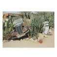 thumbnail image 1 of Vintage Car Cutting Board, Old Broken Car and Desert Plants Gasoline Station Vintage Rusty Vehicle Photo, Decorative Tempered Glass Cutting and Serving Board, Large Size, Brown Green, by Ambesonne, 1 of 1