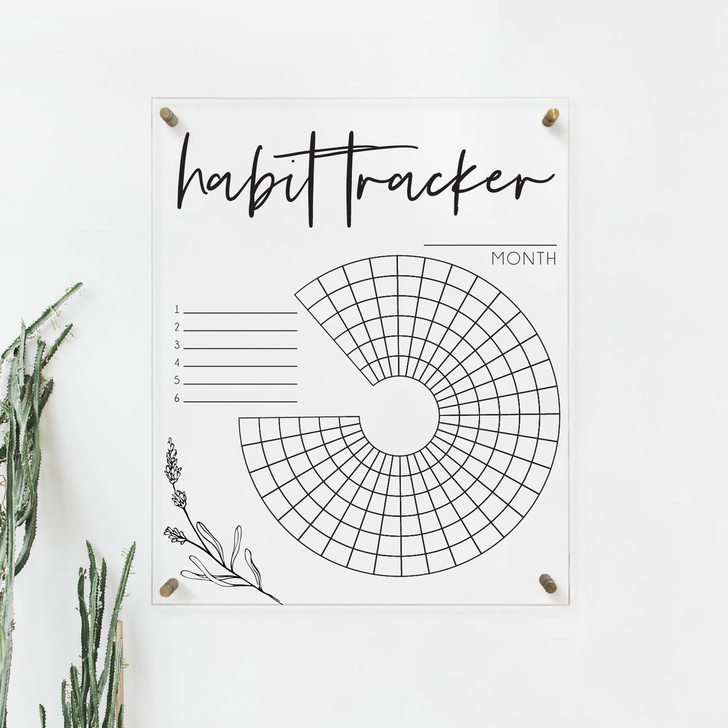 Minimalist Acrylic Habit Tracker For Wall 18"x24" Dry Erase Habit