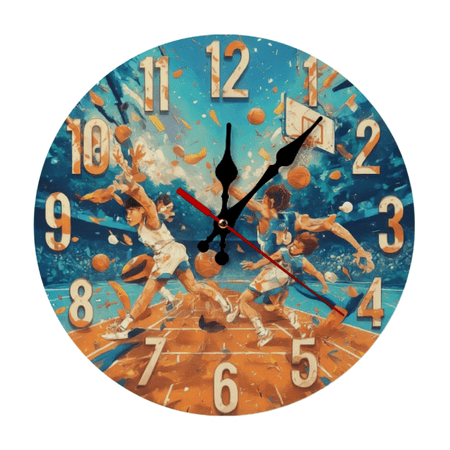 Basketball Court Wall Clock Artistic Sports Game Decor, Artistic Home Decor, Perfect for Home Accents10-Inch (AA Battery Not Included)