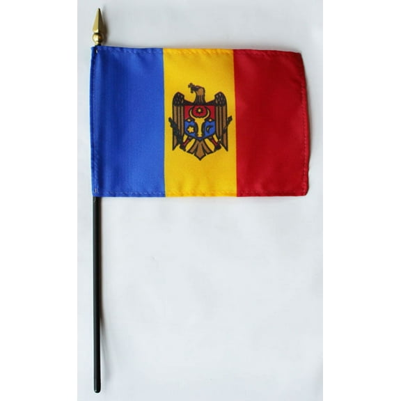 Moldova - 4"X6" Stick Flag