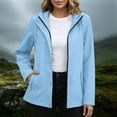thumbnail image 2 of CYRBOKO Women's Hooded Jackets, Waterproof Zipper Casual Long Sleeve Lightweight Jacket Blue Size 2XL, 2 of 7