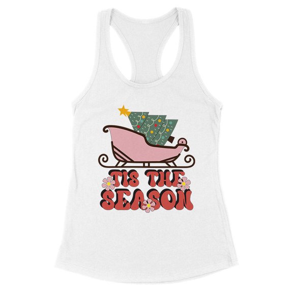 Sleigh Tis the Season Tank Top Fitted Racerback Women's Large White