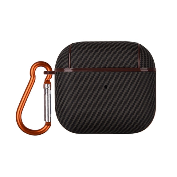ELEHOLD Full Body Case For AirPods 3rd Gen (2021), Carbon Fiber Grain Pattern Soft Silicon Shockproof Earphone Case Cover with Keychain for AirPods 3rd Gen (2021),Brown