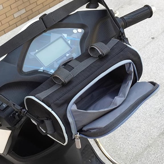OFFIGAM Black Motorcycle Storage Bag Spacious PU Side Bag for Outdoor Use