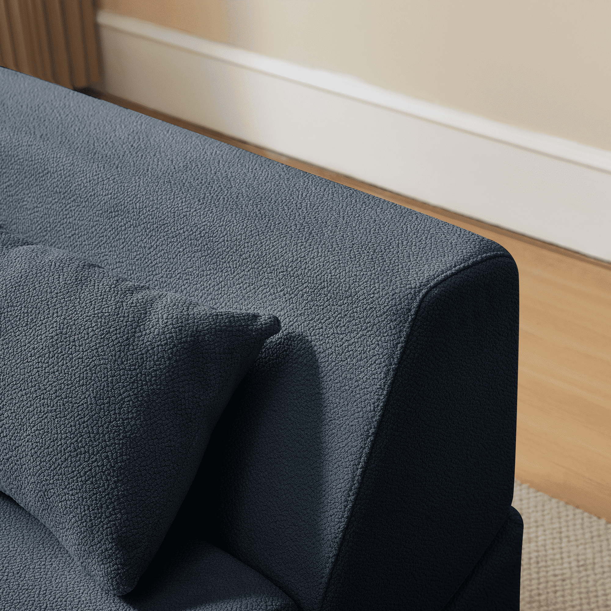 MAYEERTY Leisure Convertible Alpaca Wool Fabric Sofa Chair Modern 2-in-1 Functional Compressed Sofa Bed Perfect for Small Space Living Room Dormitory Apartment Study