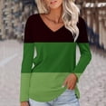 thumbnail image 2 of Womens Long Sleeve V Neck Shirts 2026 Trendy Color Block Loose Fit Tunic Blouses Lightweight Casual Dressy Blouse, 2 of 5