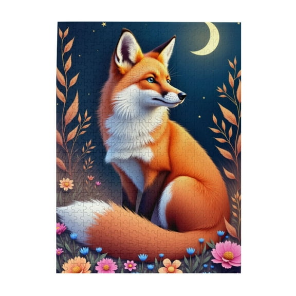 500 Piece Fox Under The Moon Night Jigsaw Puzzle For Adults Challenging & Relaxing Adult Puzzles Vibrant Illustrations & Quality Pieces Great Gift Idea & Home Decor