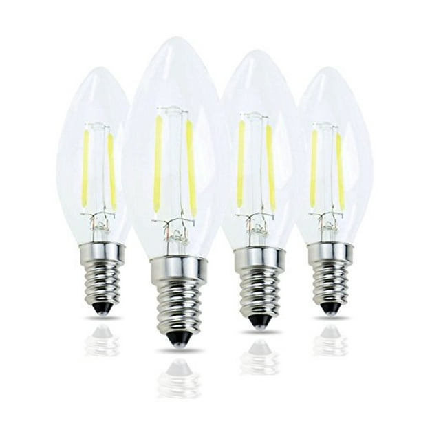 Lamsky E14 LED Filament Candle Shape Light Bulb,E14 European Base Bulb,Daylight 6000K 200LM 20W Glass Shape Bullet Top,No-Dimmable (4-Pack) - Walmart.com