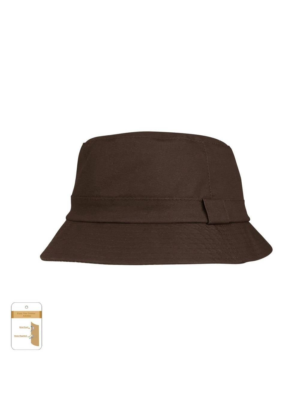 Juniper Unisex Waxed Cotton Canvas Bucket Hat-J9702 - Brown - Medium