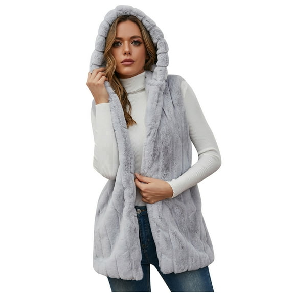 asdoklhq Womens Plus Size Coats Clearance Under $15.00,Women Winter Warm Coats Faux Coat Warm ry Faux Jacket Sleeveless Outerwear Vest Waistcoat