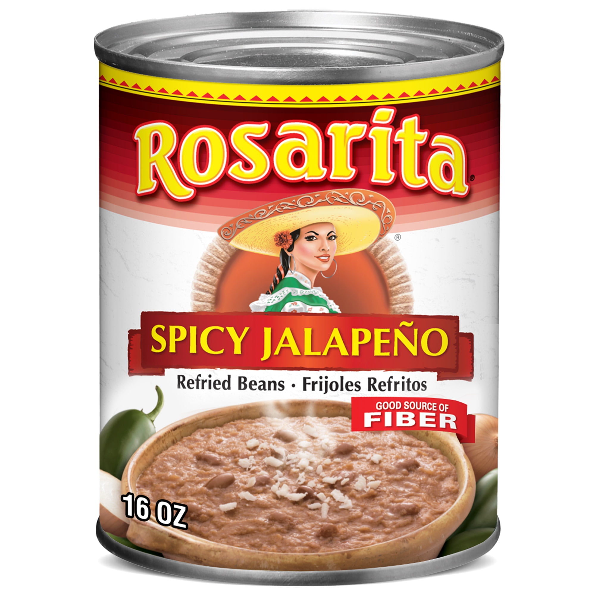 Rosarita Spicy Jalapeno Refried Beans, Traditional Mexican Flavor