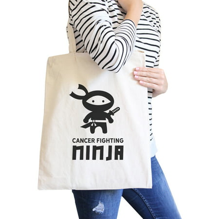 Ninja Fighting Cancer Natural Canvas Tote Gift For Cancer Support