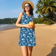 thumbnail image 3 of Balery Sea Water Wave Vestidos de verano para mujer con estampado: vestido holgado sin mangas, vestido playero informal y cómodo para días calurosos., 3 of 7
