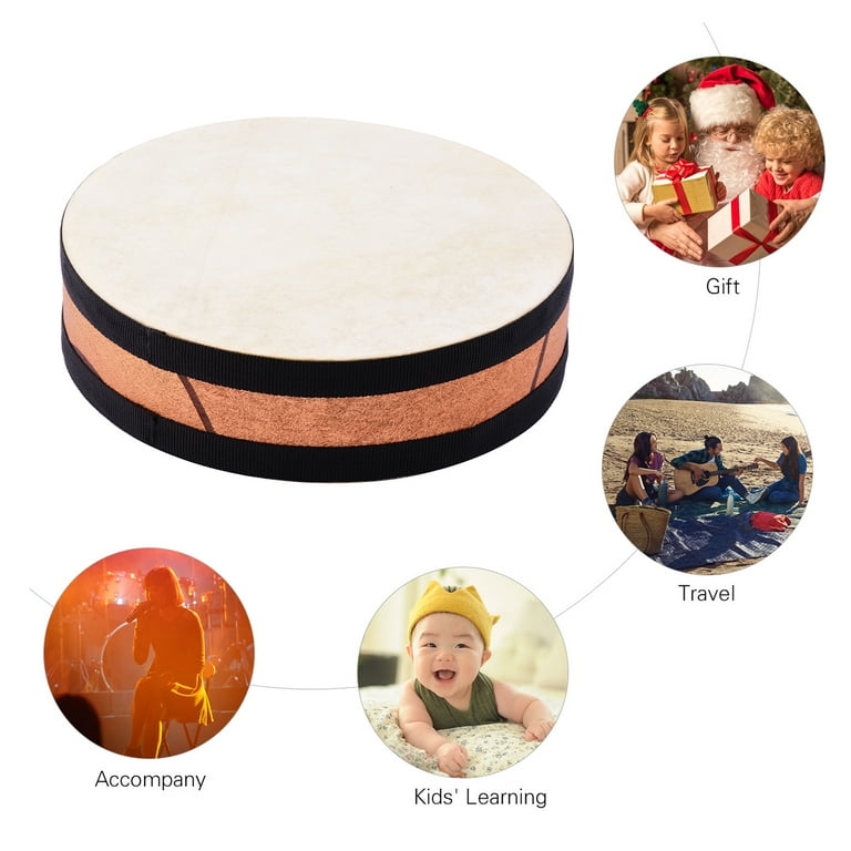 8 Inch Ocean Drum Wooden Handheld Sea Wave Drum Percussion Instrument  Gentle Sea Sound Musical Toy Gift For Kids Gold 8 Inch