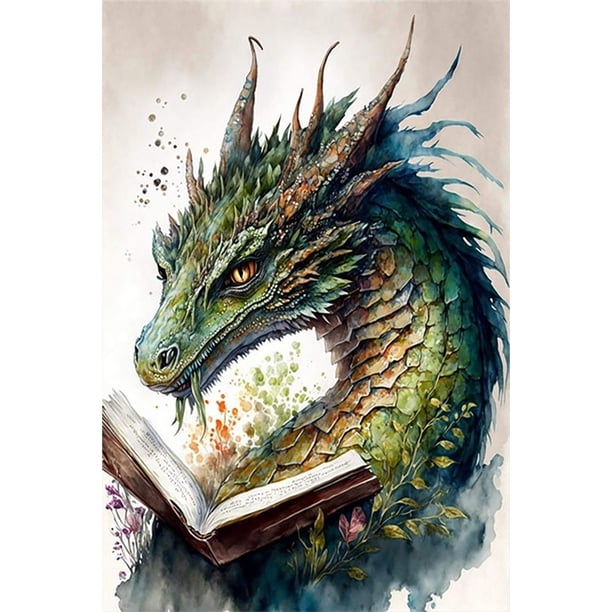 (K1852) lleno diamantes Retro ilustrado-Lectura dragón Animal serie diamante resina 40*60CM