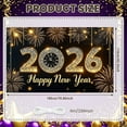 thumbnail image 2 of Golden Sparkling New Year Banner Firework Design 2026 Display Studded Clock Element Happy New Year Backdrop for New Year Party 2026 Celebration NYE Event, 2 of 9