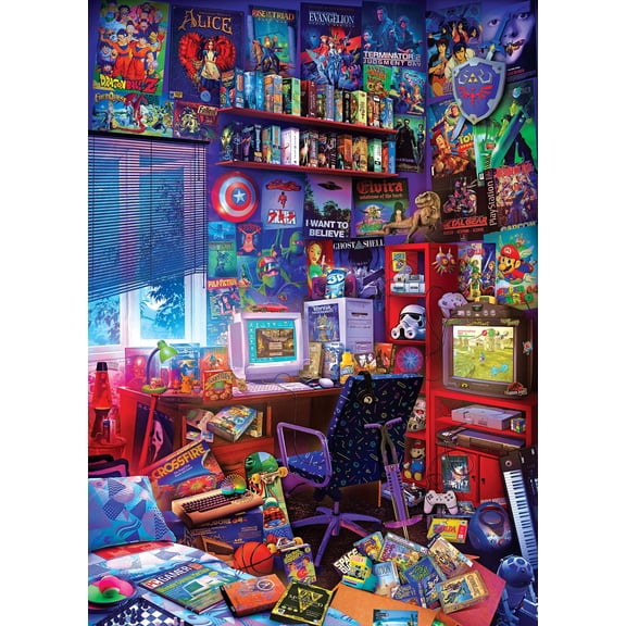 '80s Game Room Pop Culture 1000 Piece Jigsaw Puzzle By Rachid Lotf