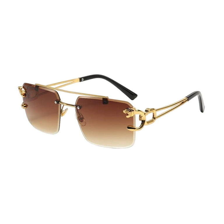 Rectangle Frameless Glasses Rimless Sunglasses Modern Summer Cut