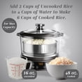 thumbnail image 3 of COOK WITH COLOR 3L Glass Mini Low Carb Rice Cooker &ndash; Holds 2 Cups Raw/Makes 6 Cups Cooked with Auto Lift Filter Basket, Hotpot & Steamer for Ri, 3 of 6