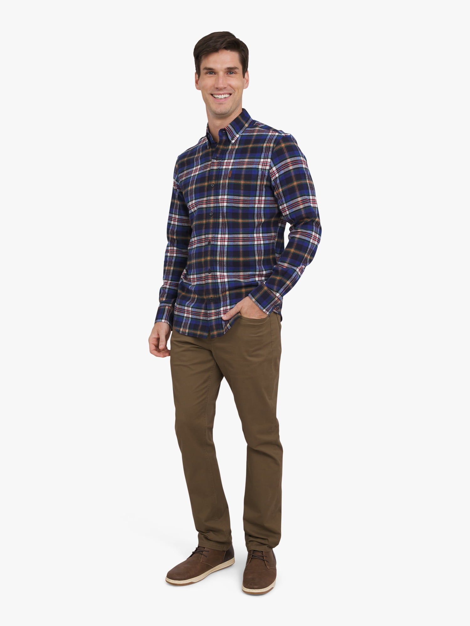 Chaps Men's and Big Men's Comfort Stretch Flannel Shirt, Sizes S-2XL