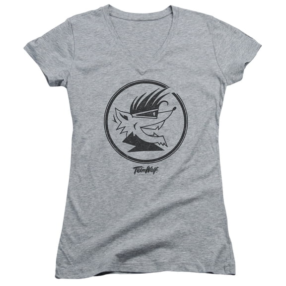Teen Wolf Wolf Head Junior Women's V-Neck T-Shirt Athletic Heather
