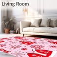thumbnail image 2 of ODIKA 5'x7' Machine Washable Non-Slip Area Rug, Holiday Cookie Village with Snowflake Embellishments Decorative Art High Traffic Rug, Pink, 740366, 2 of 7