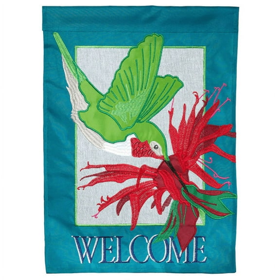 Magnolia Gardens M011305 13 x 18 in. Hummingbird Welcome Burlap Garden Flag