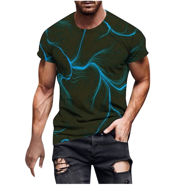Camisetas de Manga Corta para Hombre Imprimir Cuello Redondo Camiseta de Moda Casual, Camiseta de Disfraz de Poliéster para Uso Al Aire Libre, Diario Y de Verano de Primavera