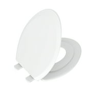 Mainstays Elongated 2-in-1 Potty Training Child/Adult Toilet Seat, Soft Close, Easy Clean, Daisy White