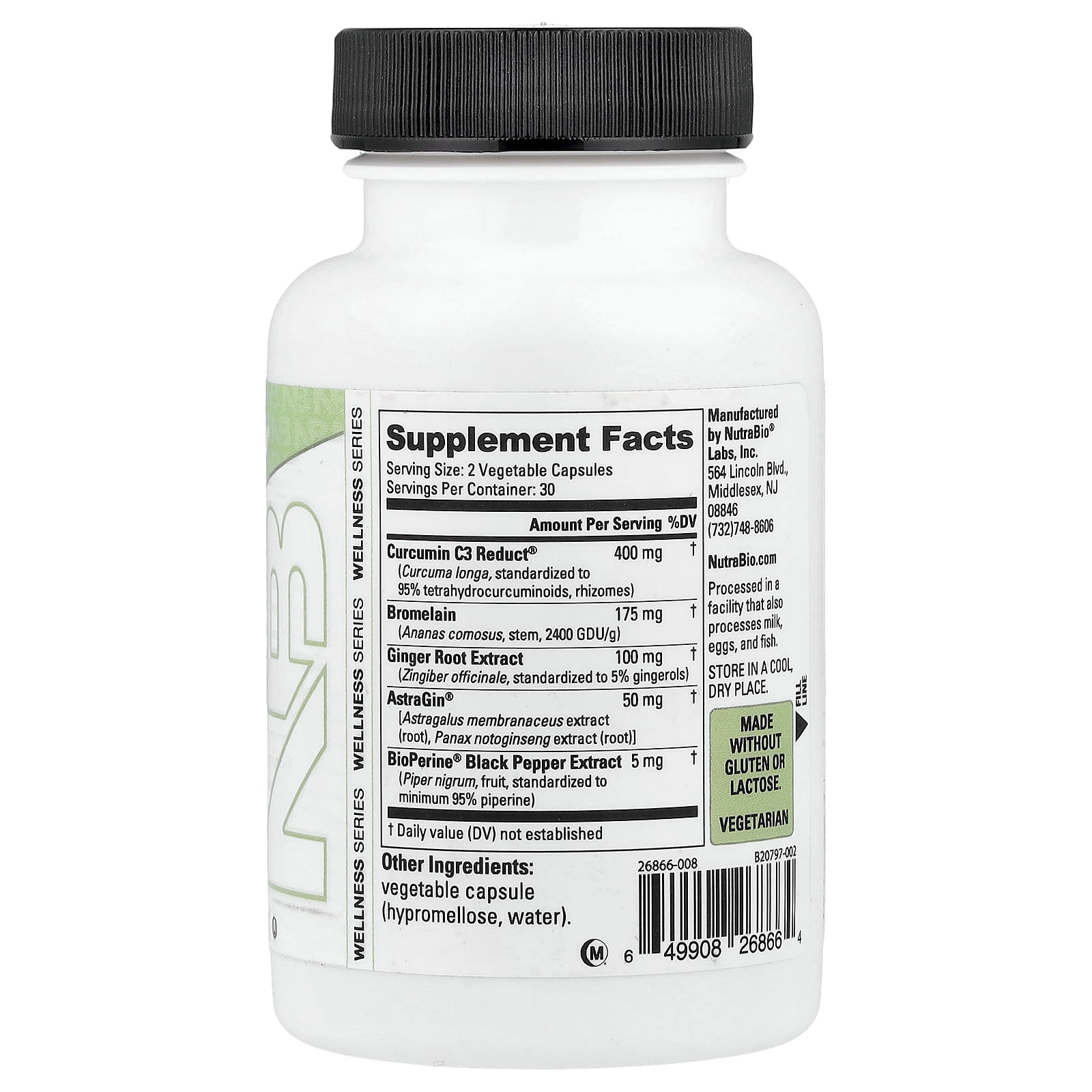 NutraBio Curcumin Advanced Digestion & Joint Support Complex with Bromelain and Ginger Root Extract, 60 Vegetable Capsules