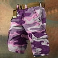 thumbnail image 2 of WTOBBY Men's Large Size Summer Casual Shorts, Loose Fit Camouflage Print, Multi-Pocket Utility Style, 5-Inch Length Without Belt, Perfect for Work and Leisure,Purple L, 2 of 5
