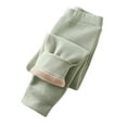 thumbnail image 2 of Kids Sherpa Fleece Pants, Thermal Insulated Winter Leggings with Wide Elastic Waistband, Boys & Girls Warm Jogging Bottoms for Autumn and Spring Everyday Wear Green, 2 of 4