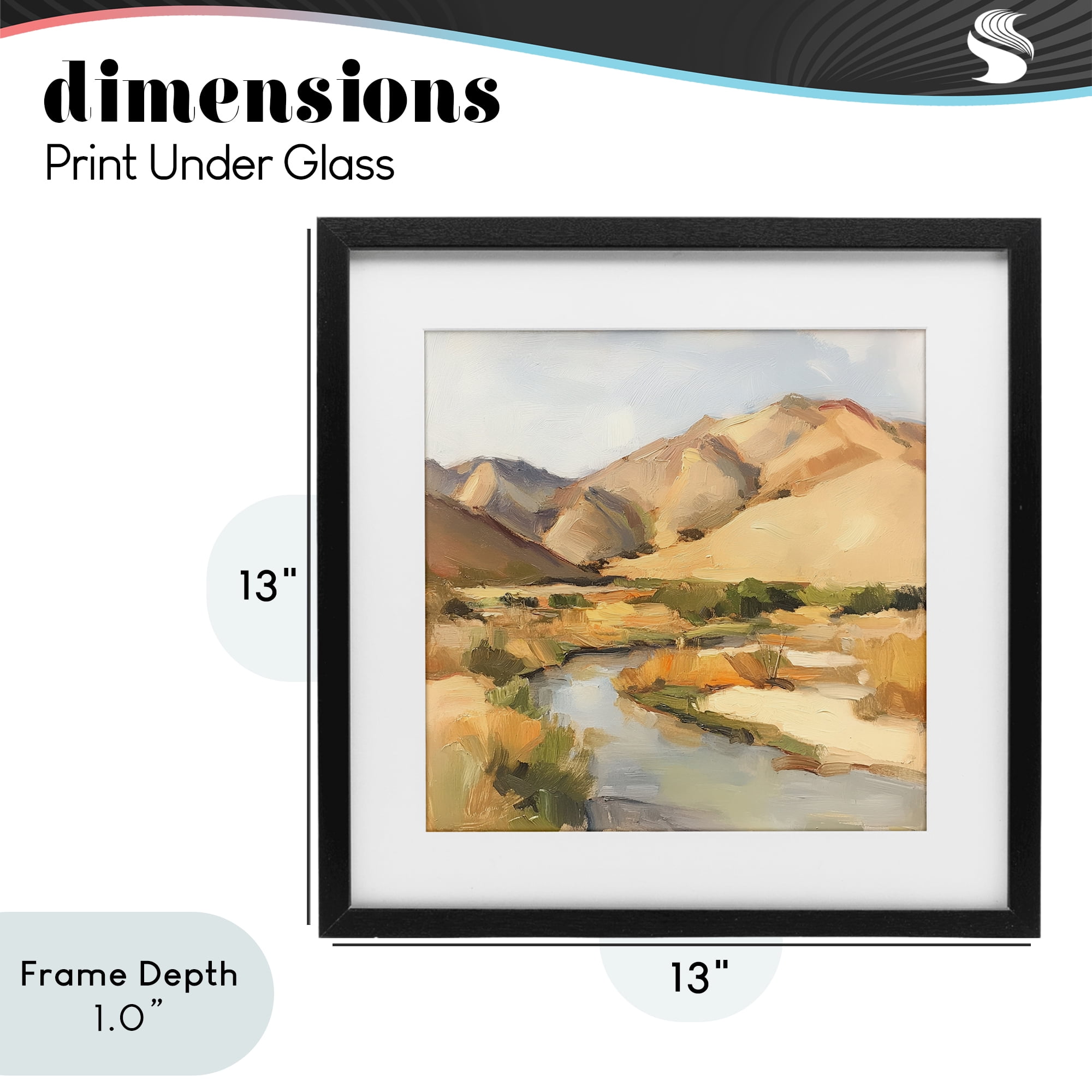 Stupell Industries Wispy Desert River Black Framed Print Under Glass, design by Petal Prints Design