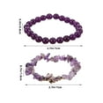 thumbnail image 2 of Hytrove 2Pcs Beaded Bracelet With Butterfly Charms Natural Stone Amethyst For Women Weddings 7.00X7.00X1.80in, 2 of 8