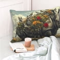 thumbnail image 4 of Kdxio Cotton Pillow Cases 14"x20" Pillowcases,Soft and Breathable Bedroom Pillow Cases-Floral Rhino With Birds-No Pillow Core, 4 of 5