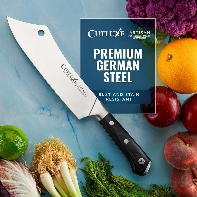CUTLUXE Slicing & Cleaver Knife Set – Forged High Carbon German Steel –  Full