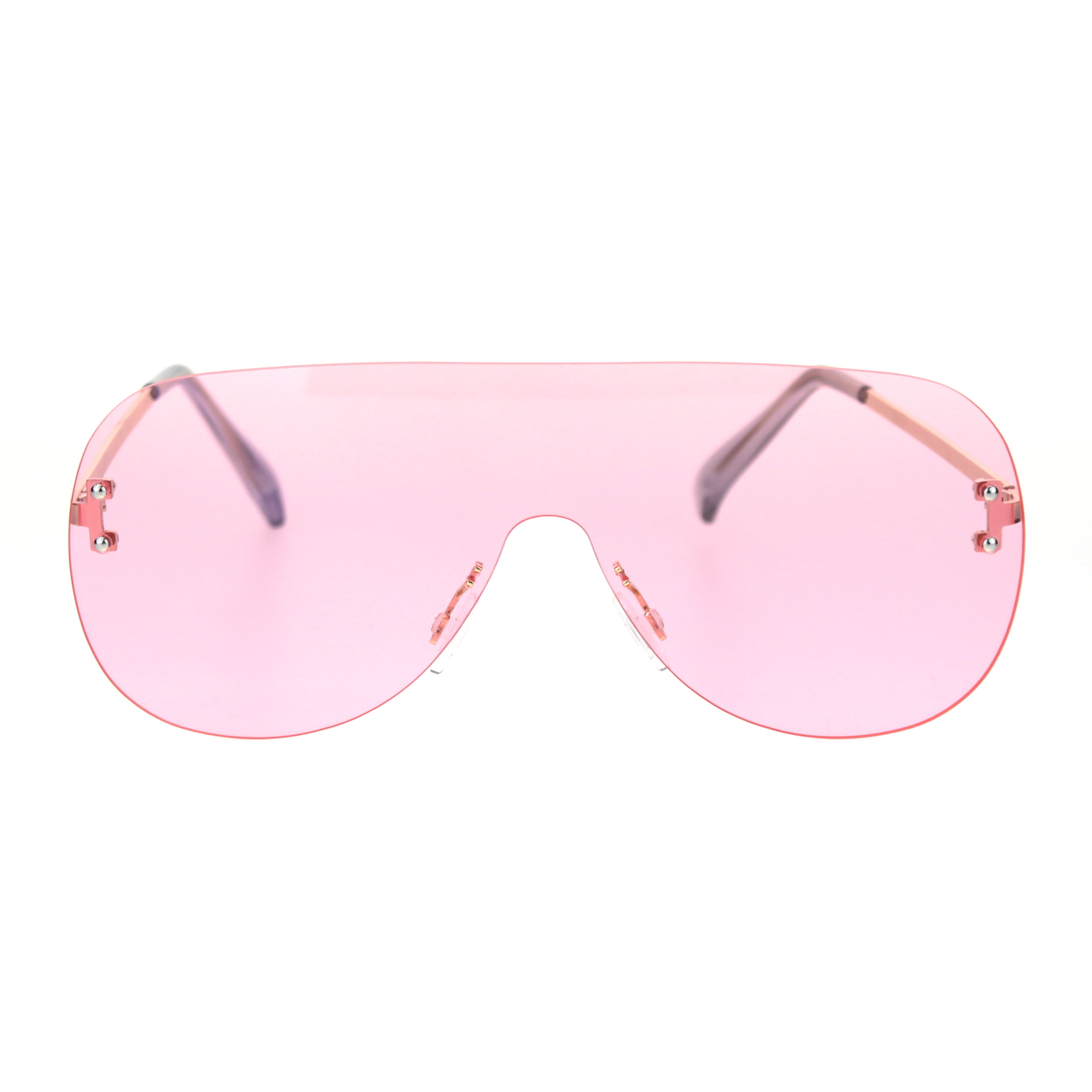 Minimal Shield Rimless Futuristic Large Racer Pilots Sunglasses Pink ...