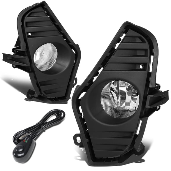 DNA Motoring FL-ZTL-322-CH For 2019 to 2020 Toyota RAV4 Factory Style Clear Lens Bumper Fog Light Lamps with Bezel+Wiring Harness+Switch