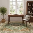 thumbnail image 2 of KoshiMe Washable Area Rug 6'x9', Non-Slip Soft Vintage Distress Floral Rugs for Living Room, Stain Resistant Low Pile Medallion Carpet for Dining Room Office, Brick Red Green, 2 of 9