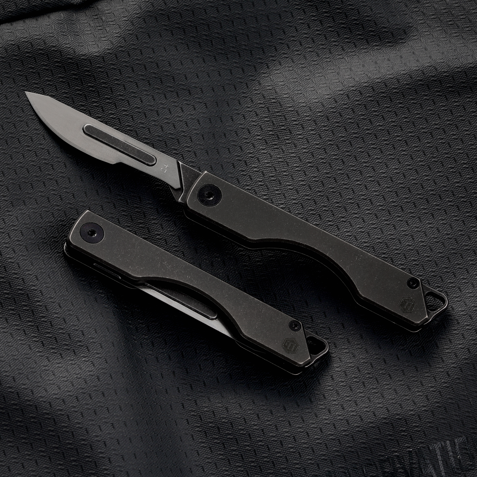 Key Unity KK01 Titanium Folding Knife, Utility EDC Pocket Knife with #24 Replaceable Blade, for Outdoor Hunting, Camping, Fishing, Hiking for Men & Women (PVD Black)