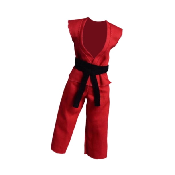 1:12 Figuras de acción a escala Samurai Kimono Outfits Accesorios Caballero de muñecas de disfraz de modelos blandos 6 "Figuras de lucha contra judo rojo
