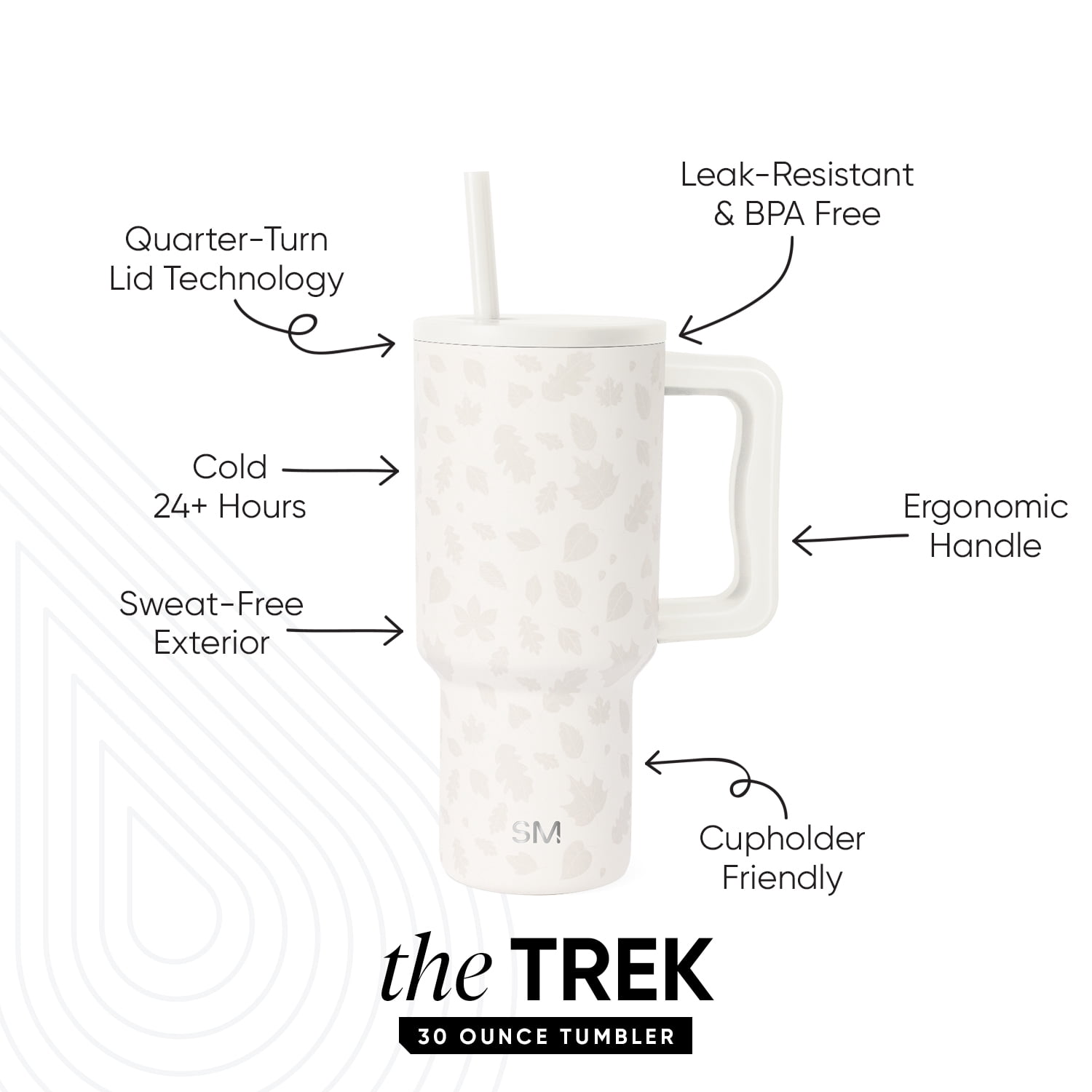 Simple Modern 30 fl oz Insulated Stainless Steel Trek Tumbler with Straw Lid | Falling Leaves on Cream