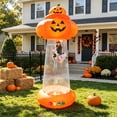 thumbnail image 3 of BSHAPPLUS 9FT Halloween Inflatable Pumpkin UFO Decoration, Color Changing RGB Light Up Blow Up Yard Decor with Detachable Cow, Kids Climb Inside Transparent Cabin, Outdoor Inflatable for Lawn Garden, 3 of 7