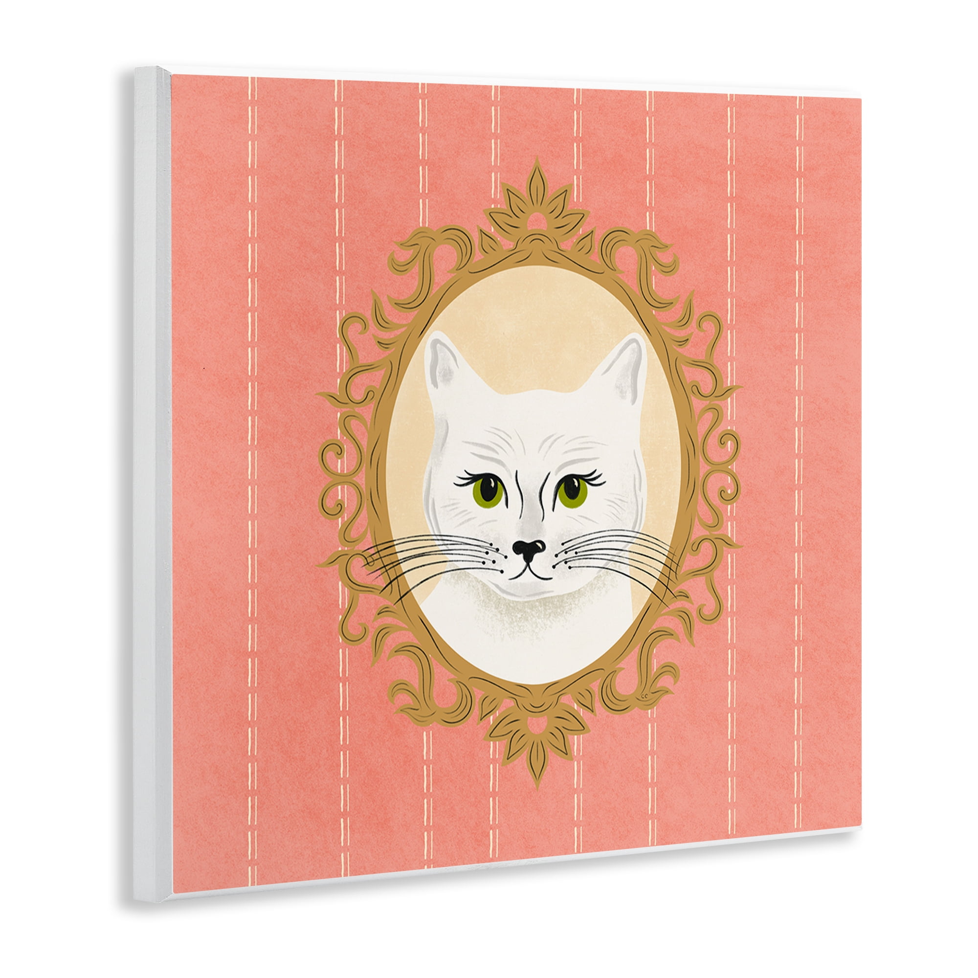 Stupell Industries White Cat Portrait Animals Painting Unframed Art Print Wall Art, 12 x 12
