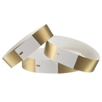 Uxcell 100Pcs Paper Wristbands for Events, Waterproof Prevent Reuse Bulk Bracelet Identification Wrist Band for Events Party Concert Bar Entrance Admission(Gold)