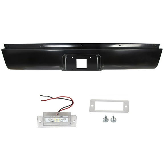 Rear Steel Bumper Roll Pan Fleetside w/ License Light for Silverado / Sierra Fleetside 1999-2007